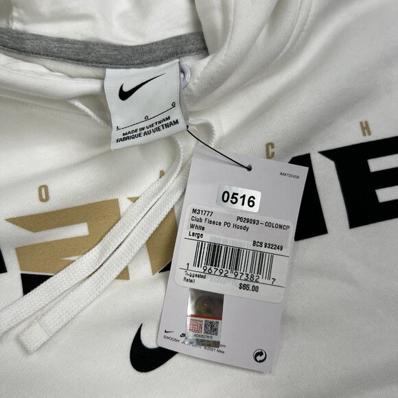 Nike Fleece Hoodie Size Large Mens White Black Coach Prime Club Pullover - Picture 8 of 8